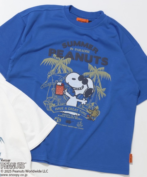 KRIFF MAYER（クリフメイヤー）の「【接触冷感・吸水速乾】スヌーピープリントT(クリームソーダ)（Tシャツ/カットソー・キッズ・ブラック/オフホワイト/ブルー/レッド・120/130/140/150/160/170）」の4枚目の写真