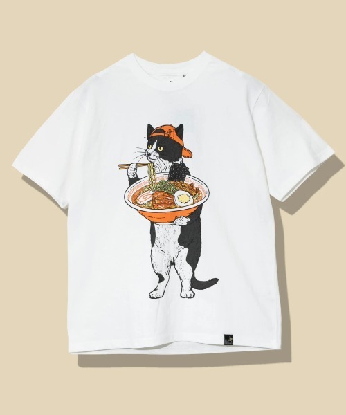 go slow caravan（ゴースローキャラバン）の「USA/C 中華そば猫 TEE（Tシャツ/カットソー・メンズ・ブラック/ホワイト・X-LARGE/LARGE/MEDIUM/SMALL）」の2枚目の写真