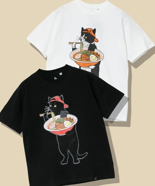 go slow caravan（ゴースローキャラバン）の「USA/C 中華そば猫 TEE（Tシャツ/カットソー・メンズ・ブラック/ホワイト・X-LARGE/LARGE/MEDIUM/SMALL）」の7枚目の写真