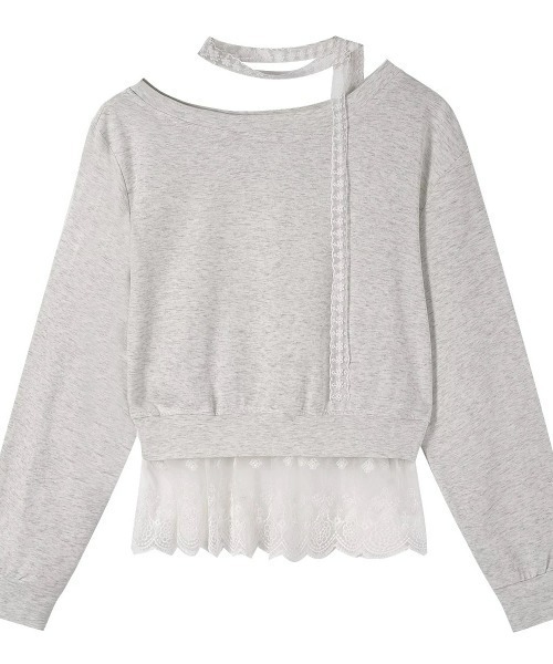 ampm(エーエムピーエム)の「レースチョーカーオフショルカットソー(Tシャツ/カットソー・レディース・グレー/ブルー/ブラック/ネイビー・FREE)」の13枚目の写真