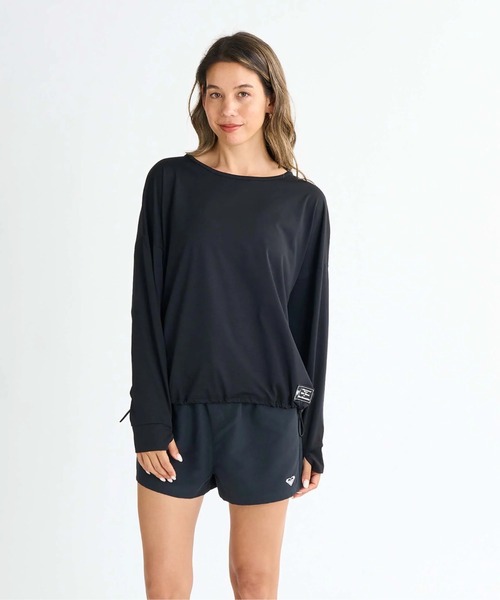 ROXY(ロキシー)の「STORY OF MY LIFE /ロキシードローコード付き長袖プルオーバーラッシュガード(水着)(ラッシュガード・レディース・ホワイト/ブラック/ベージュ/グリーン/ブラック系その他・SMALL/MEDIUM/LARGE)」の1枚目の写真