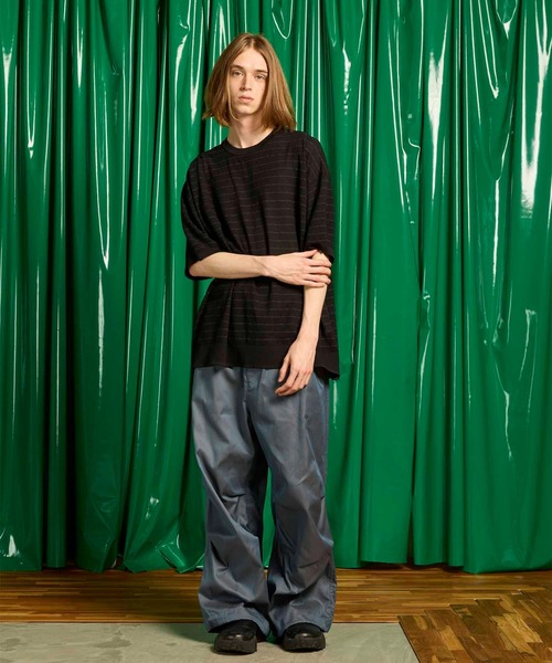 MAISON SPECIAL(メゾンスペシャル)の「《UNISEX》Prime-Over Sheer Border Short Sleeve Crew Neck Knit T-Shirt/プライムオーバーシアーボーダーショートスリーブクルーネックニットTシャツ【MAISON SPECIAL/メゾンスペシャル】(Tシャツ/カットソー・メンズ・グレイッシュベージュ/ピンク/ブラック・2/1)」の18枚目の写真