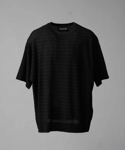 MAISON SPECIAL(メゾンスペシャル)の「《UNISEX》Prime-Over Sheer Border Short Sleeve Crew Neck Knit T-Shirt/プライムオーバーシアーボーダーショートスリーブクルーネックニットTシャツ【MAISON SPECIAL/メゾンスペシャル】(Tシャツ/カットソー・メンズ・グレイッシュベージュ/ピンク/ブラック・2/1)」の11枚目の写真