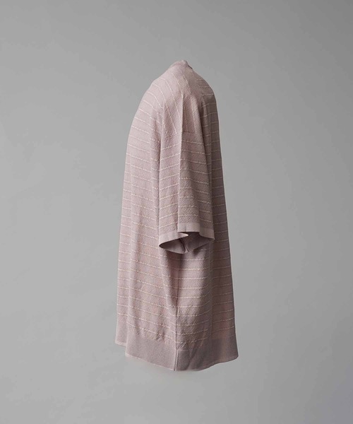 MAISON SPECIAL(メゾンスペシャル)の「《UNISEX》Prime-Over Sheer Border Short Sleeve Crew Neck Knit T-Shirt/プライムオーバーシアーボーダーショートスリーブクルーネックニットTシャツ【MAISON SPECIAL/メゾンスペシャル】(Tシャツ/カットソー・メンズ・グレイッシュベージュ/ピンク/ブラック・2/1)」の4枚目の写真