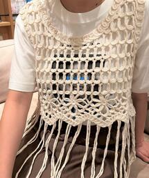 GALLEST | 【ZOZO限定】クロシェ編みフリンジベスト/ニットビスチェ(ベスト)