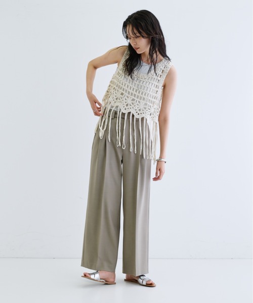 GALLEST（ギャレスト）の「【ZOZO限定】クロシェ編みフリンジベスト/ニットビスチェ（ベスト・レディース・オフホワイト/ブラック・38）」の11枚目の写真