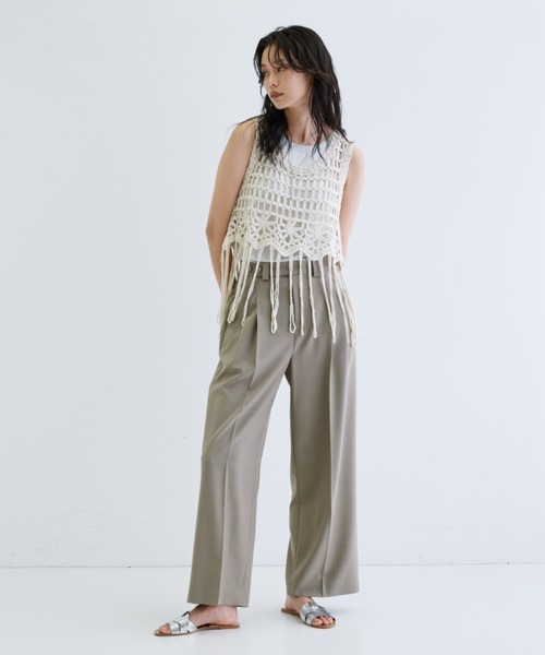 GALLEST（ギャレスト）の「【ZOZO限定】クロシェ編みフリンジベスト/ニットビスチェ（ベスト・レディース・オフホワイト/ブラック・38）」の12枚目の写真