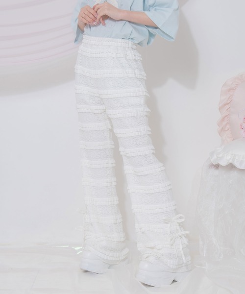 Honey Cinnamon（ハニーシナモン）の「総レースフレアパンツ（その他パンツ・レディース・ブラック/ホワイト・FREE）」の10枚目の写真