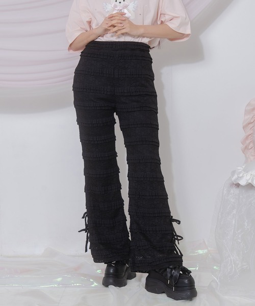 Honey Cinnamon（ハニーシナモン）の「総レースフレアパンツ（その他パンツ・レディース・ブラック/ホワイト・FREE）」の3枚目の写真