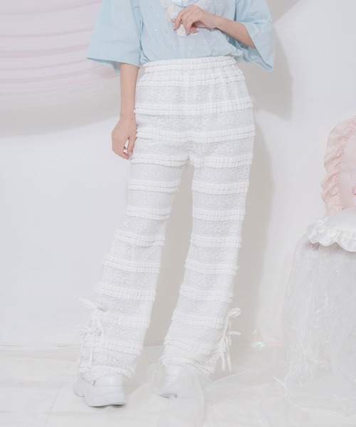 Honey Cinnamon（ハニーシナモン）の「総レースフレアパンツ（その他パンツ・レディース・ブラック/ホワイト・FREE）」の11枚目の写真