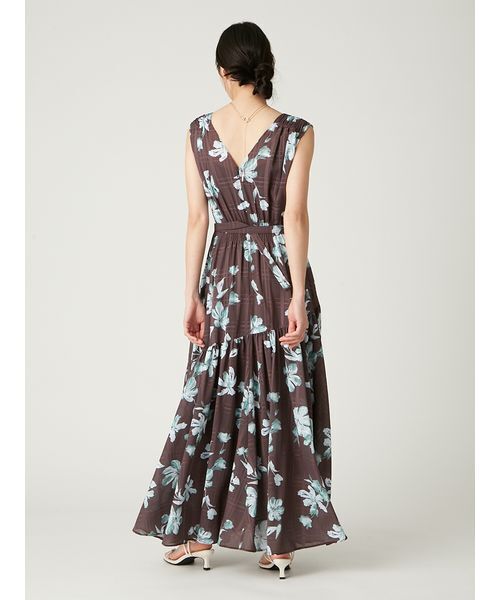 セール】フラワープリントカシュクールワンピース／接触冷感