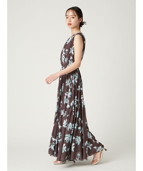 セール】フラワープリントカシュクールワンピース／接触冷感