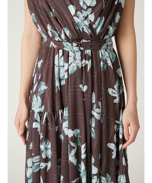 フラワープリントカシュクールワンピース／接触冷感（ワンピース