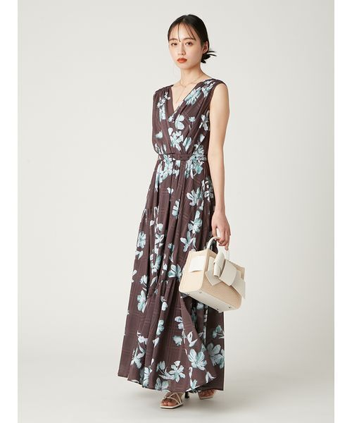 frayid フラワープリントカシュクールワンピース／接触冷感 フラワープリントカシュクールワンピース／接触冷感（ワンピース