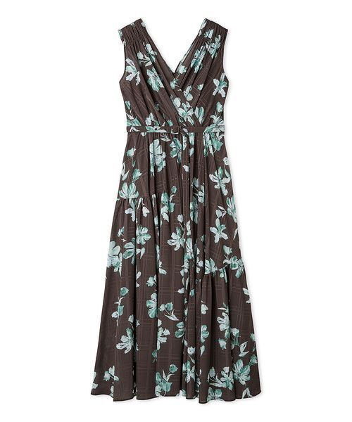 フレイアイディー♡フラワープリントカシュクールワンピース フラワープリントカシュクールワンピース／接触冷感（マキシ丈