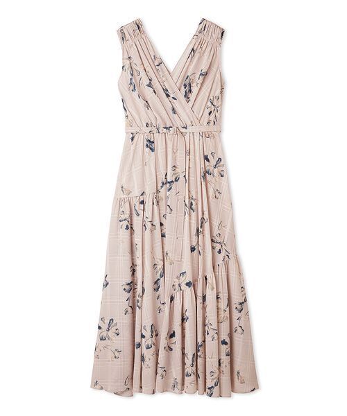 フレイアイディー♡フラワープリントカシュクールワンピース フラワープリントカシュクールワンピース／接触冷感（マキシ丈