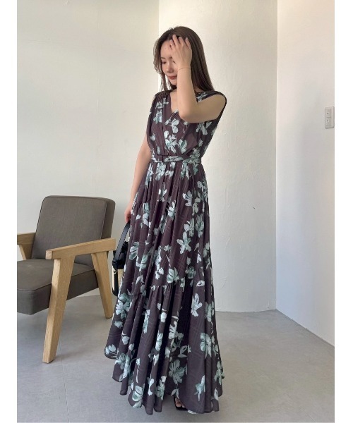 FRAY I.D フラワープリントカシュクールワンピース フラワープリントカシュクールワンピース／接触冷感（マキシ丈