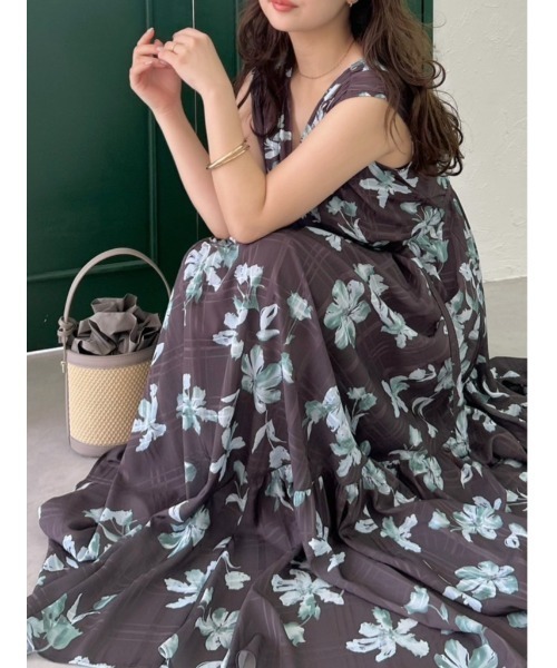 セール】フラワープリントカシュクールワンピース／接触冷感