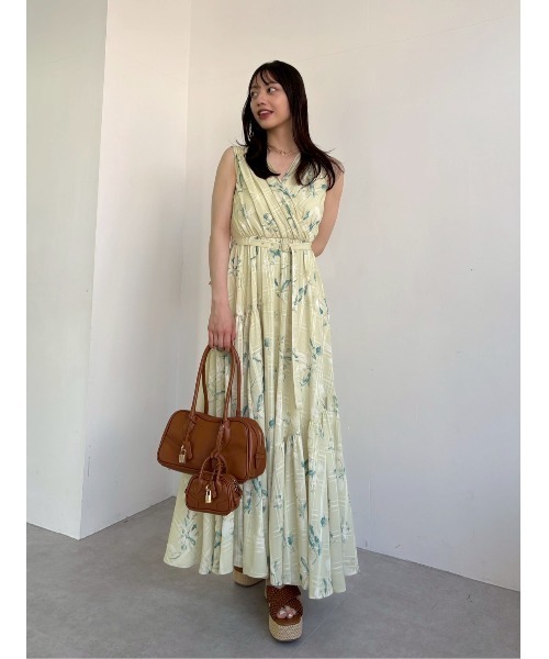 セール】フラワープリントカシュクールワンピース／接触冷感