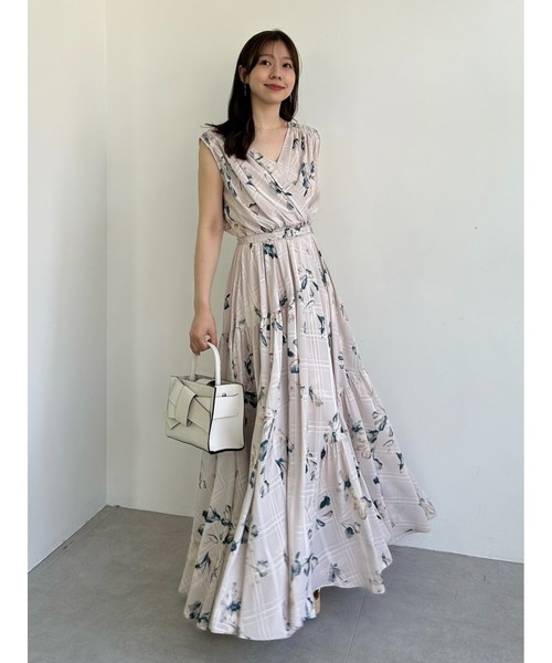 フラワープリントカシュクールワンピース／接触冷感（ワンピース