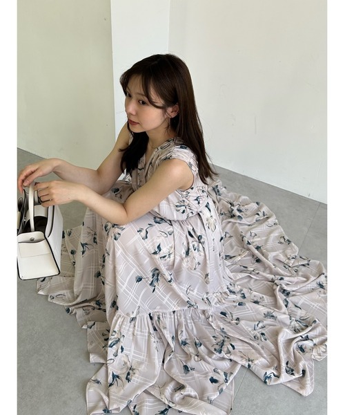 【新品】FRAY I.D　フラワープリントカシュクールワンピース フラワープリントカシュクールワンピース／接触冷感(マキシ