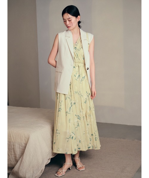 フレイアイディー♡フラワープリントカシュクールワンピース フラワープリントカシュクールワンピース／接触冷感(マキシ