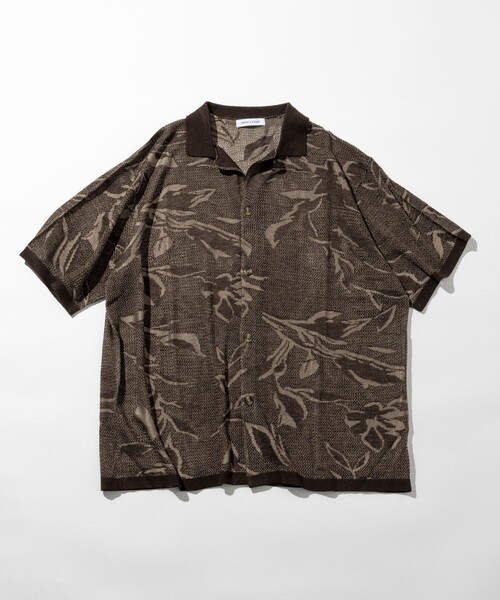 FREAK'S STORE（フリークスストア）の「総柄 メッシュ編み ニットシャツ ショートスリーブ（カーディガン/ボレロ・メンズ・ブラック/ブラウン/オリーブ/ブルー/ナチュラル・MEDIUM/LARGE）」の6枚目の写真