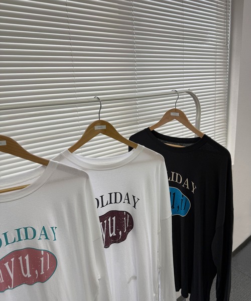 hyu,il(ヒュイル)の「Lightweight Logo Long Sleeve T-shirt(Tシャツ/カットソー・レディース・ブラック/ホワイト/ホワイト系その他・FREE)」の5枚目の写真