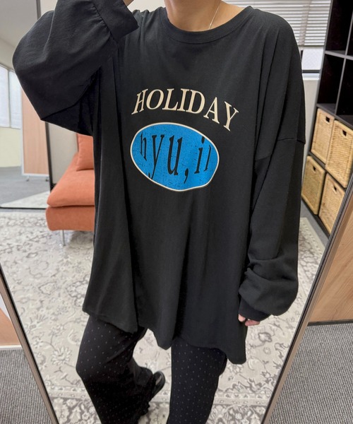 hyu,il(ヒュイル)の「Lightweight Logo Long Sleeve T-shirt(Tシャツ/カットソー・レディース・ブラック/ホワイト/ホワイト系その他・FREE)」の8枚目の写真