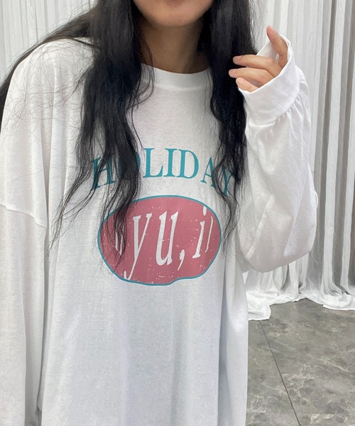 hyu,il(ヒュイル)の「Lightweight Logo Long Sleeve T-shirt(Tシャツ/カットソー・レディース・ブラック/ホワイト/ホワイト系その他・FREE)」の13枚目の写真