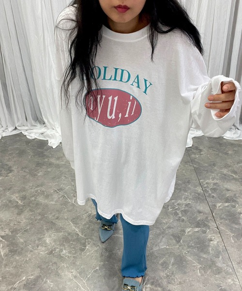 hyu,il(ヒュイル)の「Lightweight Logo Long Sleeve T-shirt(Tシャツ/カットソー・レディース・ブラック/ホワイト/ホワイト系その他・FREE)」の17枚目の写真