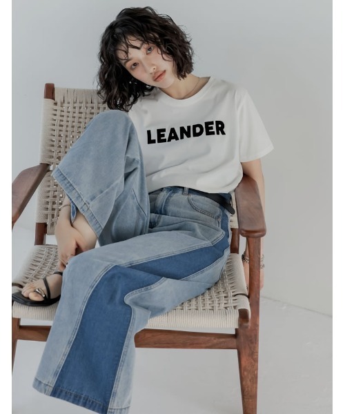 セール】[低身長/高身長サイズ有]コットンデニムパネルワイドパンツ