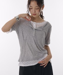 MUHET(~G[^)sheer henry neck layered t-shirt / VA[w[lbNC[hTVc(TVc/Jbg\[)