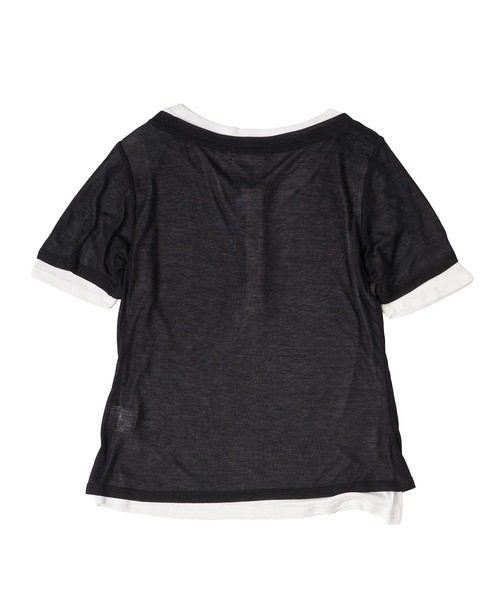 tシャツ sheer henry neck layered t-shirt / シアーヘンリーネックレイヤードTシャツ レディース sheer henry neck layered t-shirt / シアーヘンリーネック