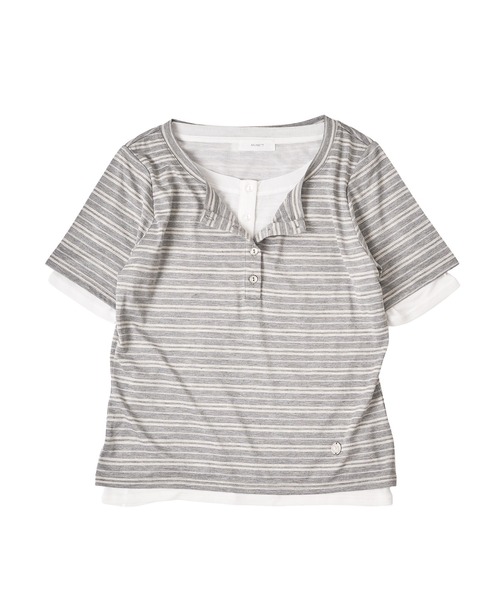 tシャツ sheer henry neck layered t-shirt / シアーヘンリーネックレイヤードTシャツ レディース sheer henry neck layered t-shirt / シアーヘンリーネック
