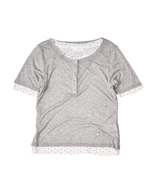 tシャツ sheer henry neck layered t-shirt / シアーヘンリーネックレイヤードTシャツ レディース sheer henry neck layered t-shirt / シアーヘンリーネック