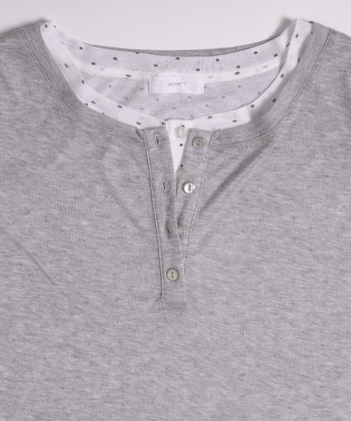 sheer henry neck layered t-shirt / シアーヘンリーネック