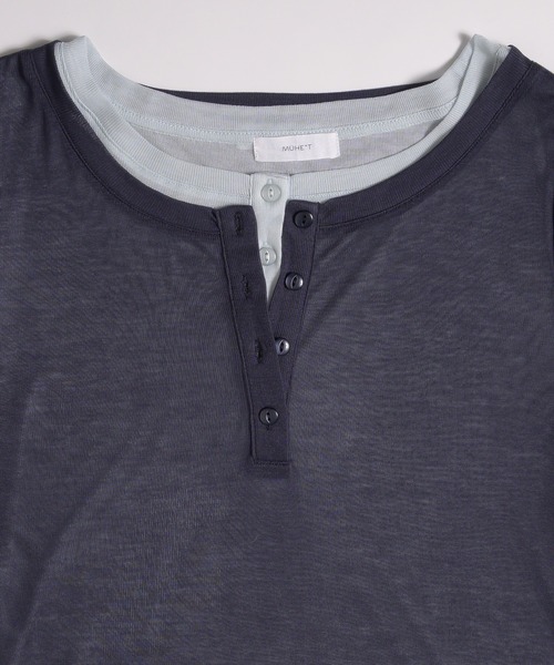 tシャツ sheer henry neck layered t-shirt / シアーヘンリーネックレイヤードTシャツ レディース sheer henry neck layered t-shirt / シアーヘンリーネック