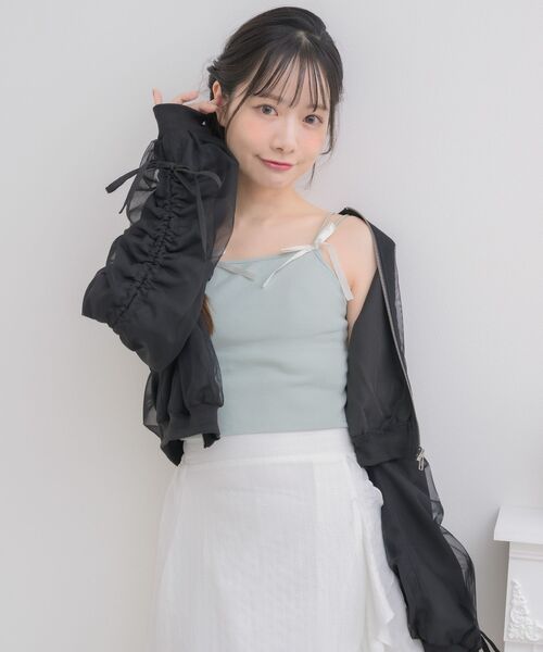 ems excite（エムズエキサイト）の「アソートテレコキャミ（キャミソール・レディース・ブラック/オフホワイト/ナチュラル/グリーン・FREE）」の9枚目の写真