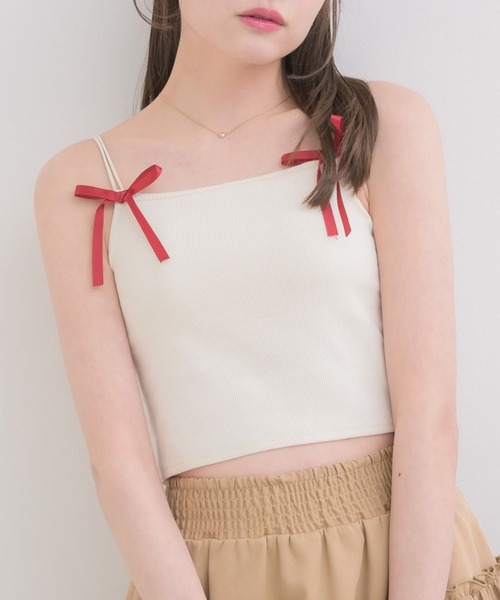 ems excite（エムズエキサイト）の「アソートテレコキャミ（キャミソール・レディース・ブラック/オフホワイト/ナチュラル/グリーン・FREE）」の3枚目の写真