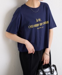 【美品】COLLAGE GALLARDAGALANTE　スパンコールTシャツ　紺 COLLAGE GALLARDAGALANTE｜コラージュ ガリャルダガランテのT