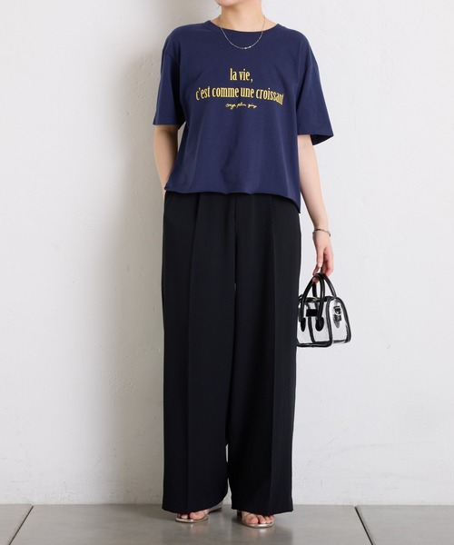 COLLAGE GALLARDAGALANTE（コラージュガリャルダガランテ）の「カットオフウォッシュロゴＴシャツ（Tシャツ/カットソー・レディース・ネイビー/グレー・FREE）」の20枚目の写真