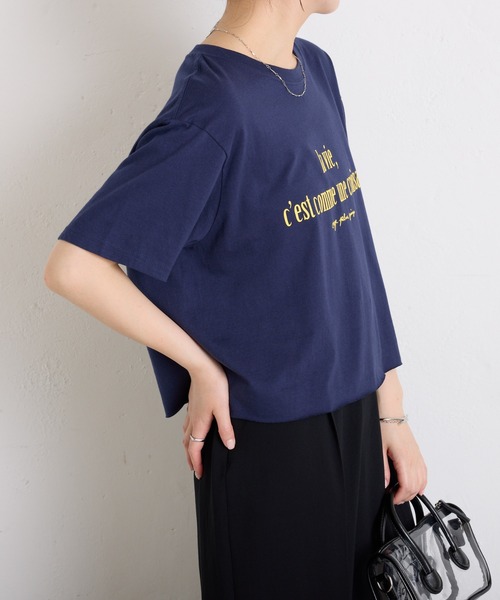 COLLAGE GALLARDAGALANTE（コラージュガリャルダガランテ）の「カットオフウォッシュロゴＴシャツ（Tシャツ/カットソー・レディース・ネイビー/グレー・FREE）」の16枚目の写真