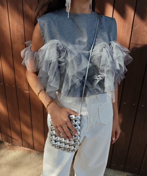 Chiffon puff sleeve tops - esutoreja-エストレジャ