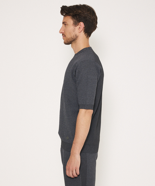 DESIGNWORKS（デザインワークス）の「【セットアップ対応】ヘリンボーン サマーニット Tシャツ（ニット/セーター・メンズ・ライトグレー/グレイッシュベージュ/チャコールグレー・48/50/46）」の5枚目の写真