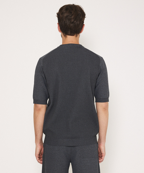 DESIGNWORKS（デザインワークス）の「【セットアップ対応】ヘリンボーン サマーニット Tシャツ（ニット/セーター・メンズ・ライトグレー/グレイッシュベージュ/チャコールグレー・48/50/46）」の6枚目の写真