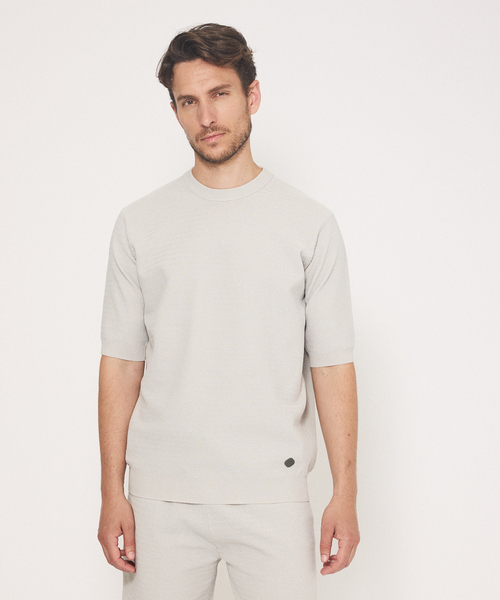 DESIGNWORKS（デザインワークス）の「【セットアップ対応】ヘリンボーン サマーニット Tシャツ（ニット/セーター・メンズ・ライトグレー/グレイッシュベージュ/チャコールグレー・48/50/46）」の12枚目の写真