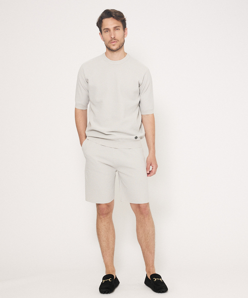 DESIGNWORKS（デザインワークス）の「【セットアップ対応】ヘリンボーン サマーニット Tシャツ（ニット/セーター・メンズ・ライトグレー/グレイッシュベージュ/チャコールグレー・48/50/46）」の13枚目の写真