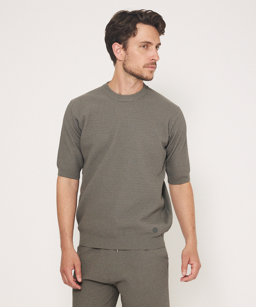 DESIGNWORKS（デザインワークス）の「【セットアップ対応】ヘリンボーン サマーニット Tシャツ（ニット/セーター・メンズ・ライトグレー/グレイッシュベージュ/チャコールグレー・48/50/46）」の15枚目の写真