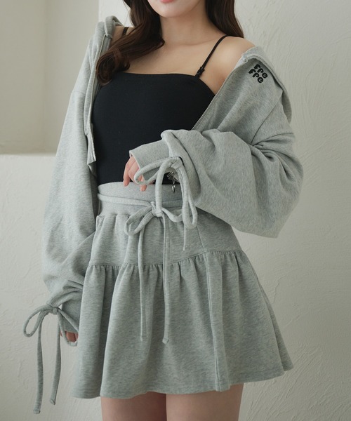 fupel(フぺル)の「Lined ribbon ruffle skirt /裏毛リボンフリルミニスカート(setup対応可)(スカート・レディース・ブラック/グレー・FREE)」の14枚目の写真